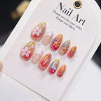 Press-On Nail Extensions Hand-Painted Floral Easy Apply & Remove