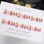 Press-On Nail Extensions Hand-Painted Floral Easy Apply & Remove