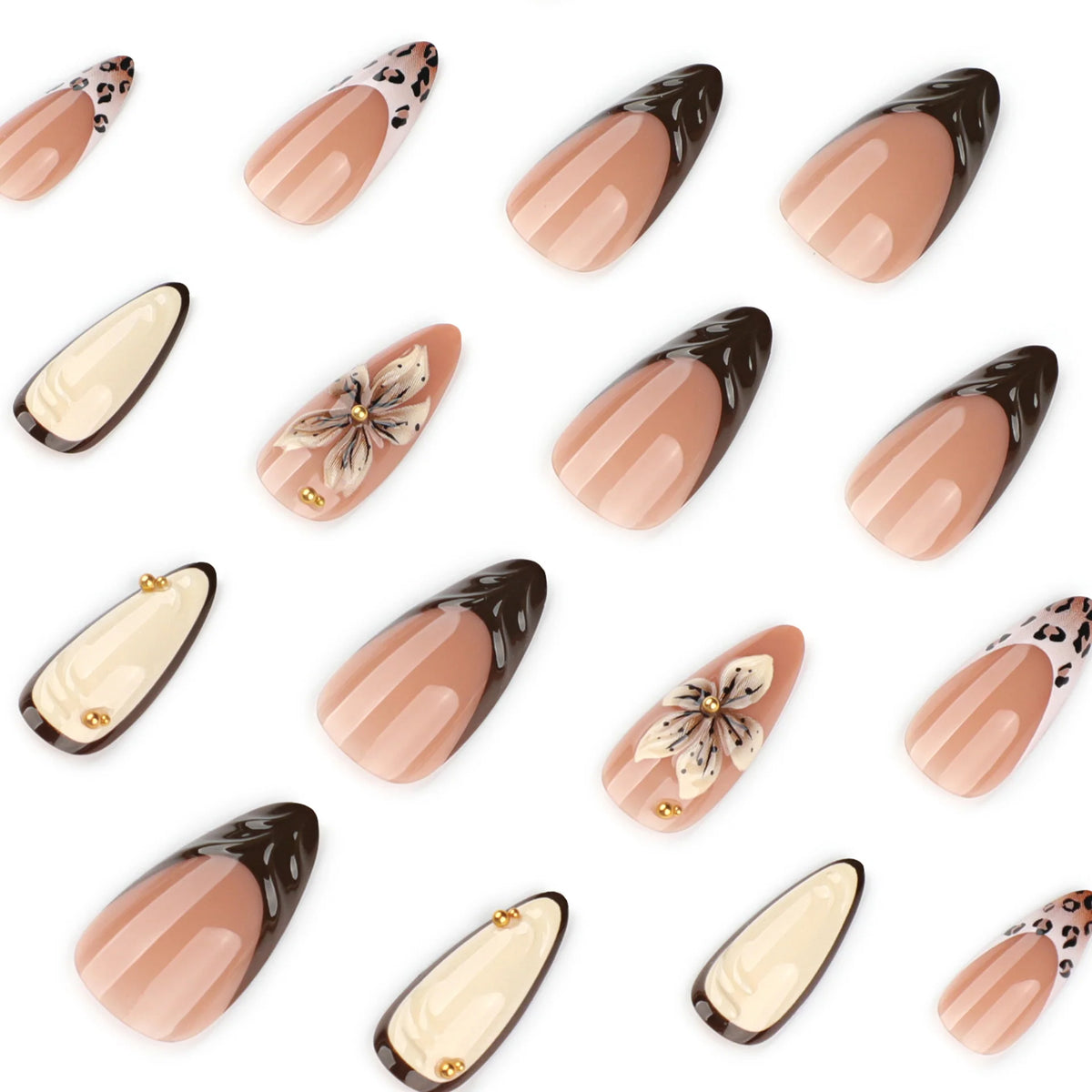 Press-On Nail Extensions Handcrafted Floral & Leopard