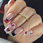 Press-On Nail Extensions Heart Accent Glossy Finish Snug Fit