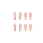 Press-On Nail Extensions Heart-Embellished Jelly Gel Finish