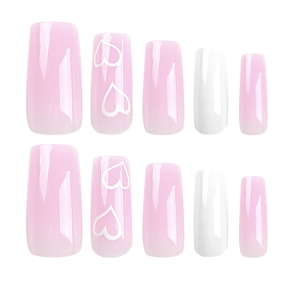Press-On Nail Extensions Heart Pattern Long-Lasting & Easy Application