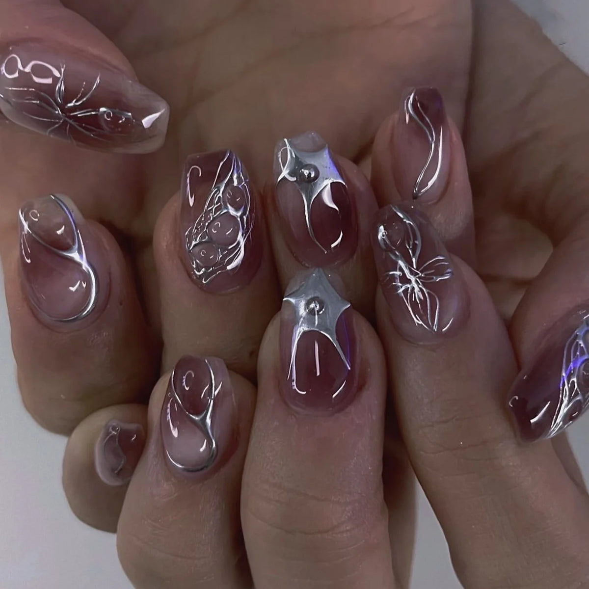 Press-On Nail Extensions Intricate Filigree Long Lasting Comfort