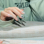 Press-On Nail Extensions Long Acrylic Crystal Accents
