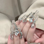 Press-On Nail Extensions Long Acrylic Crystal Accents