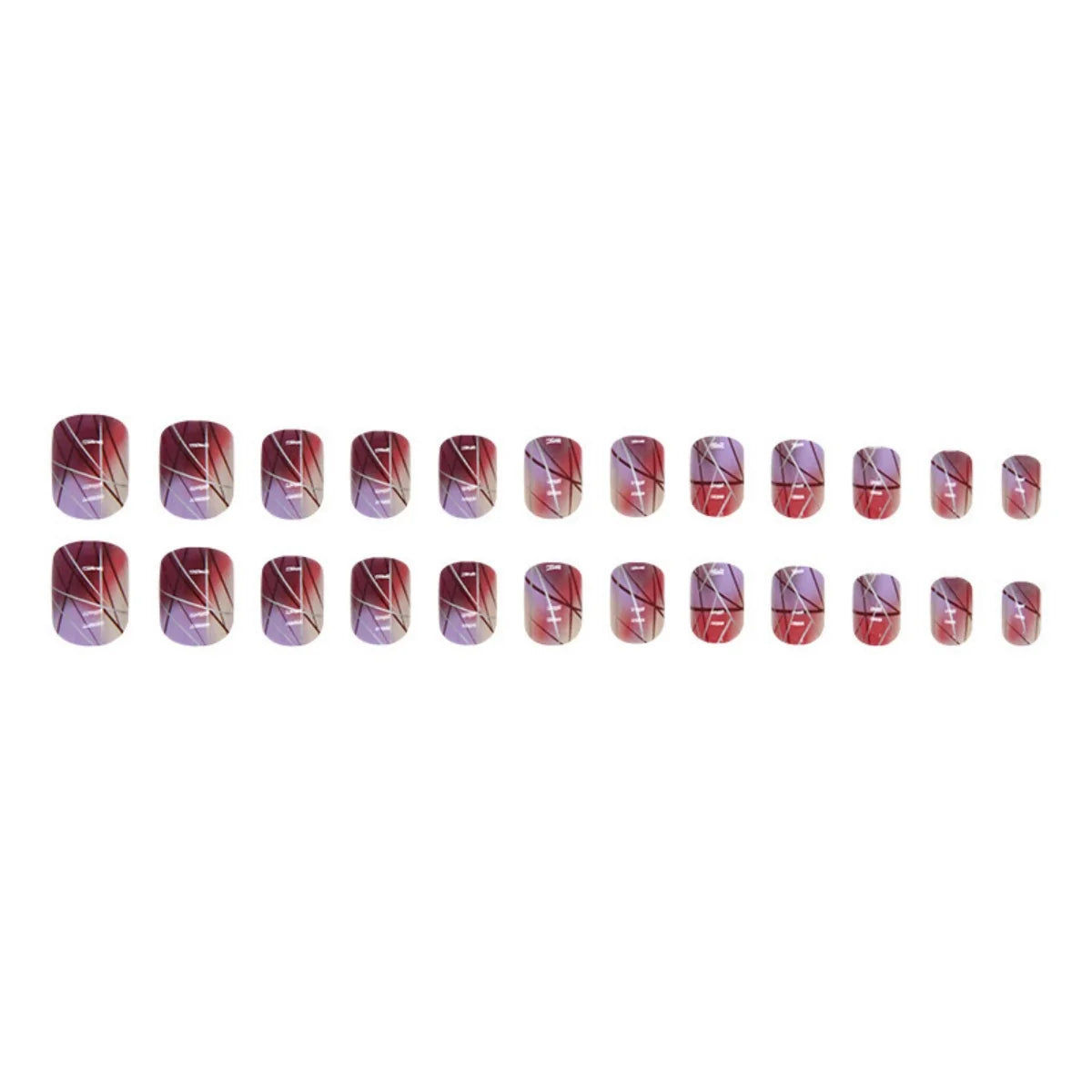 Press-On Nail Extensions Ombre Dark Pink Adhesive Backing