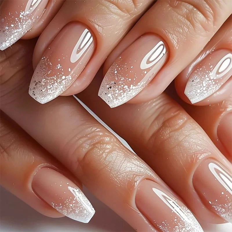 Press-On Nail Extensions Ombre & Glitter Easy Application