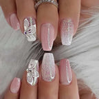 Press-On Nail Extensions Ombre & Glitter Easy Application