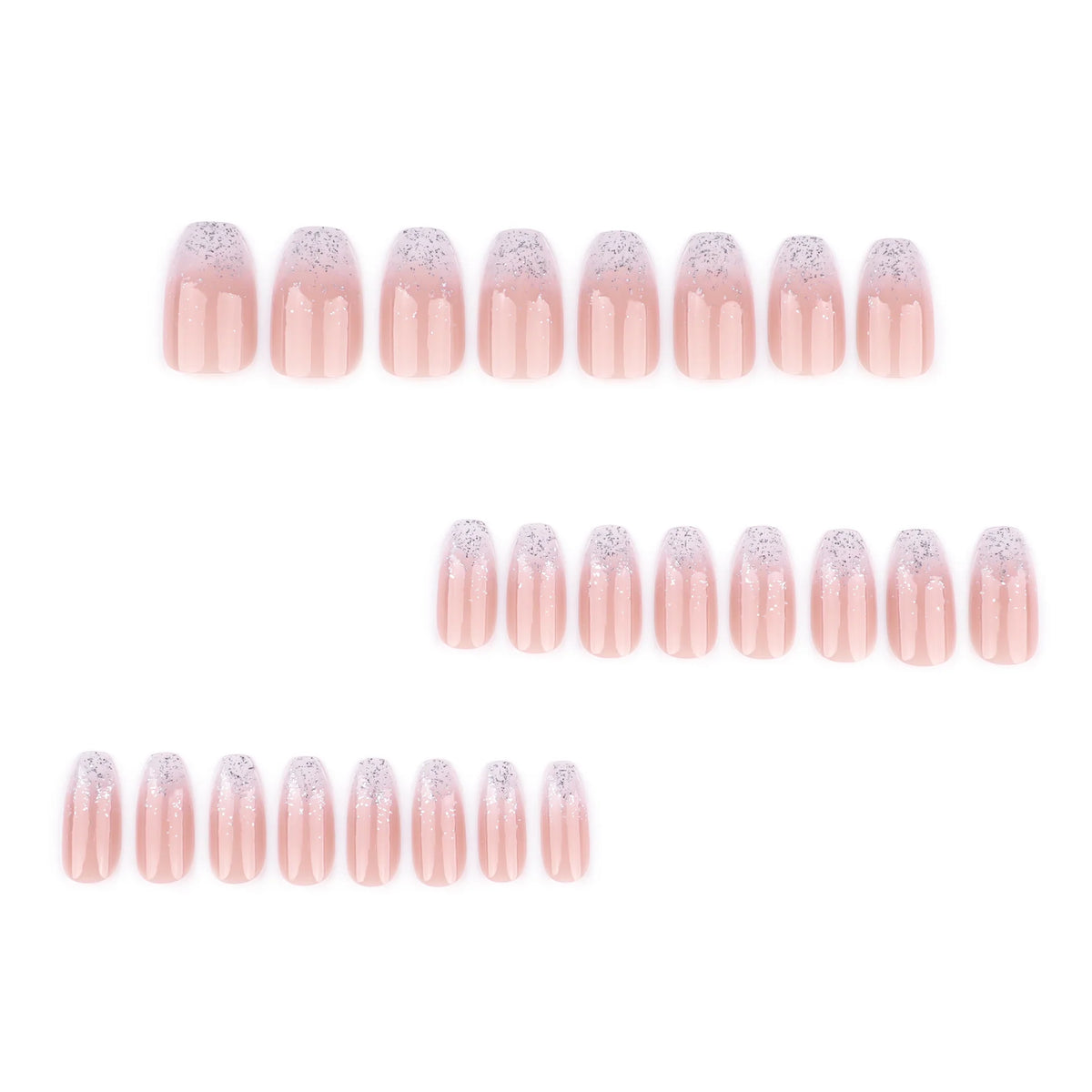 Press-On Nail Extensions Ombre & Glitter Easy Application