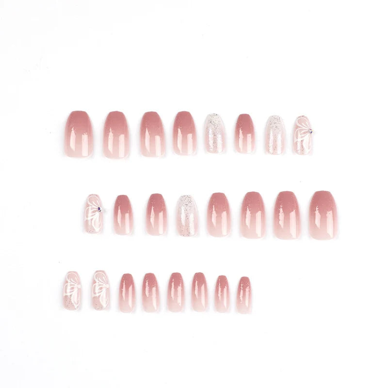 Press-On Nail Extensions Ombre & Glitter Easy Application
