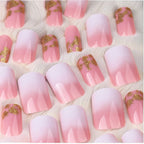 Press-On Nail Extensions Ombre & Gold Glitter Easy Apply