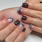 Press-On Nail Extensions Polka Dot Brown & Blue Comfortable Fit
