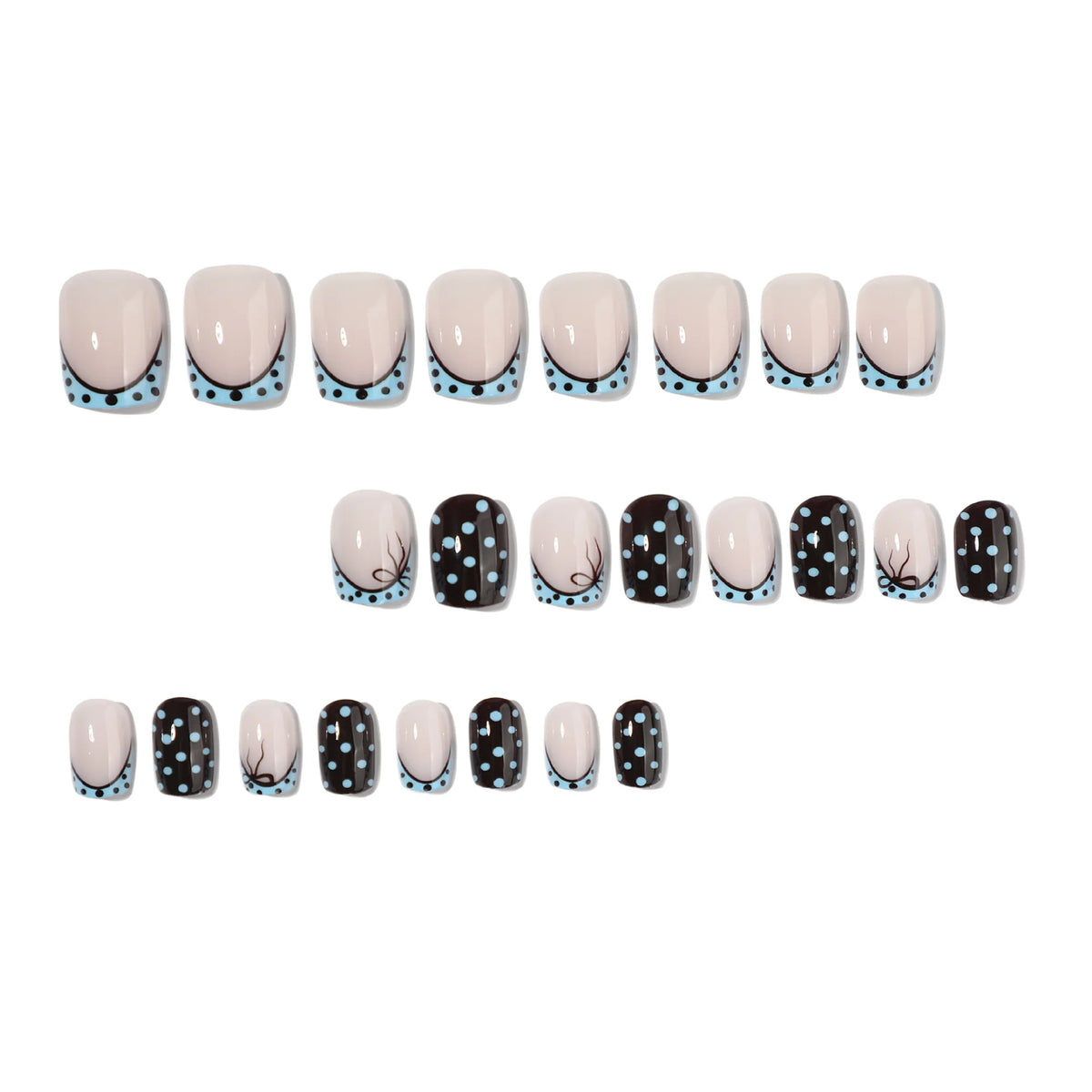 Press-On Nail Extensions Polka Dot Brown & Blue Comfortable Fit