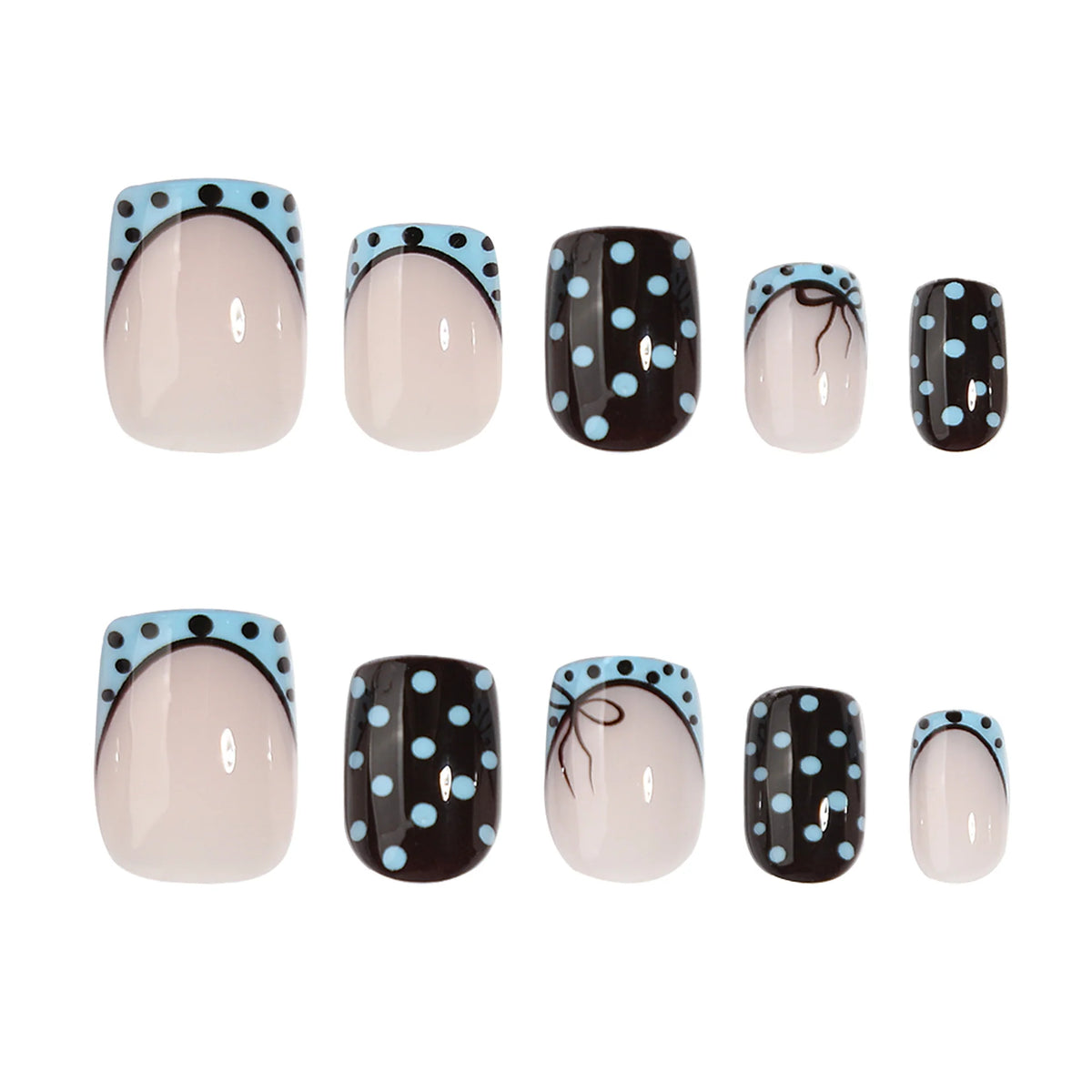 Press-On Nail Extensions Polka Dot Brown & Blue Comfortable Fit