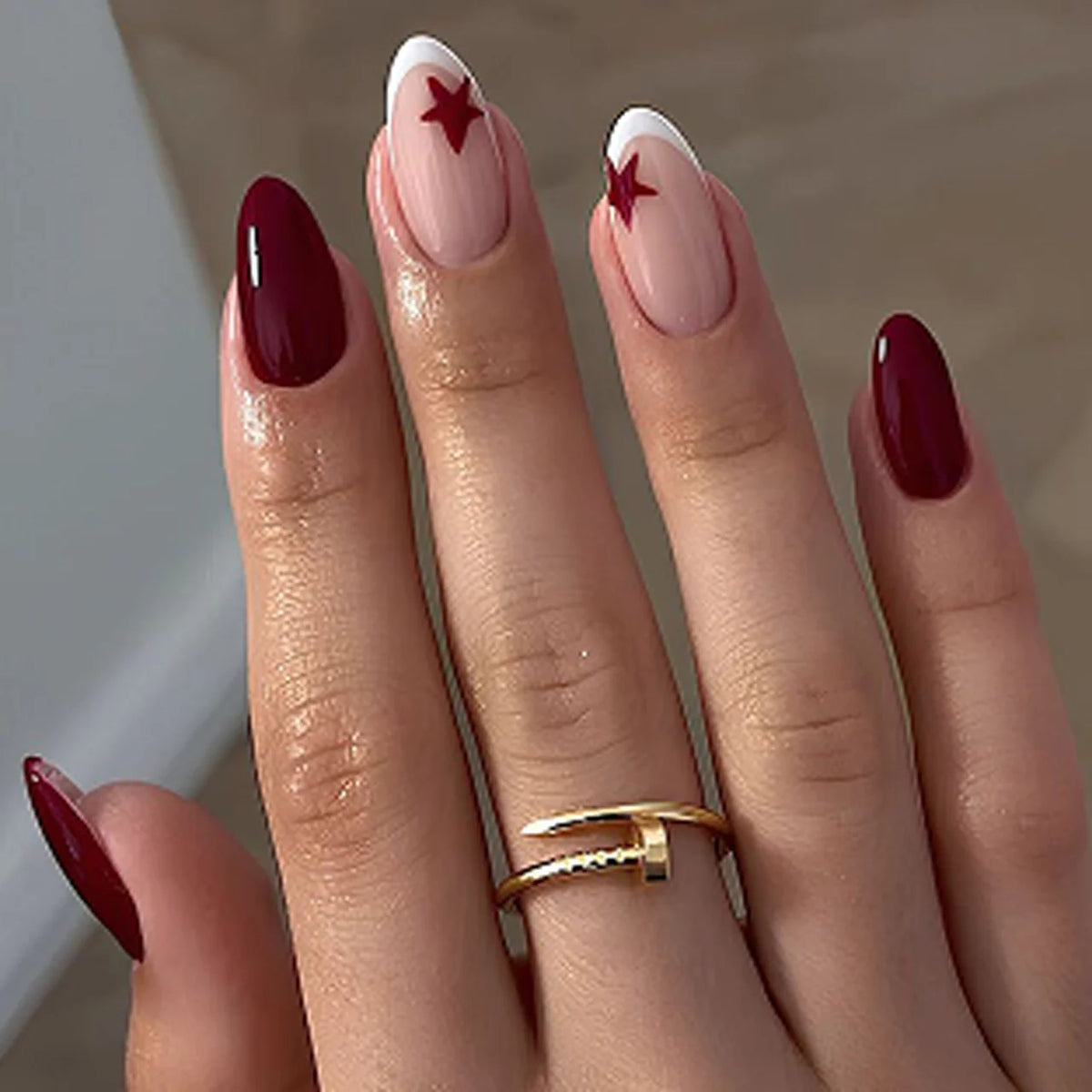 Press-On Nail Extensions Star Design Easy Application & Reusable