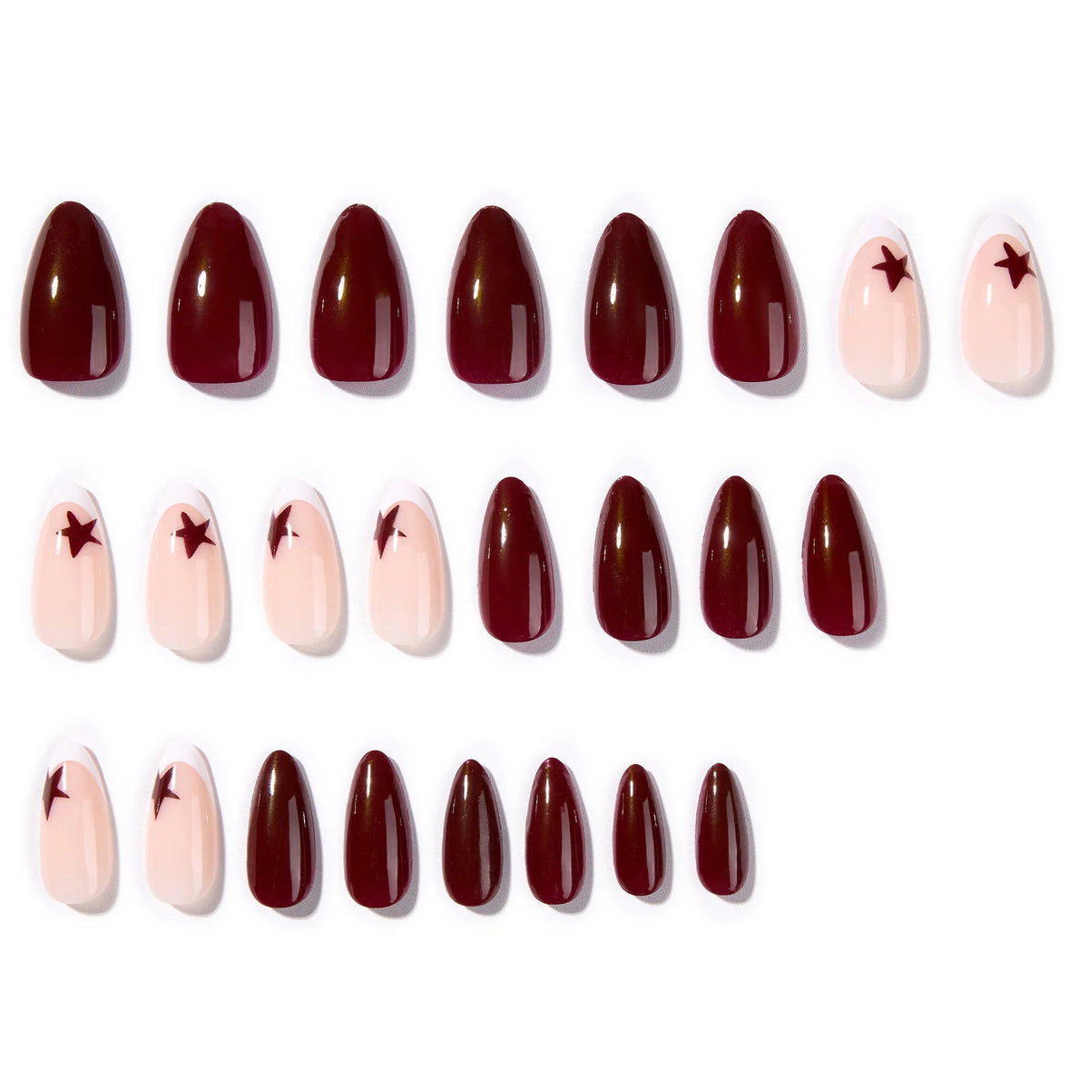 Press-On Nail Extensions Star Design Easy Application & Reusable