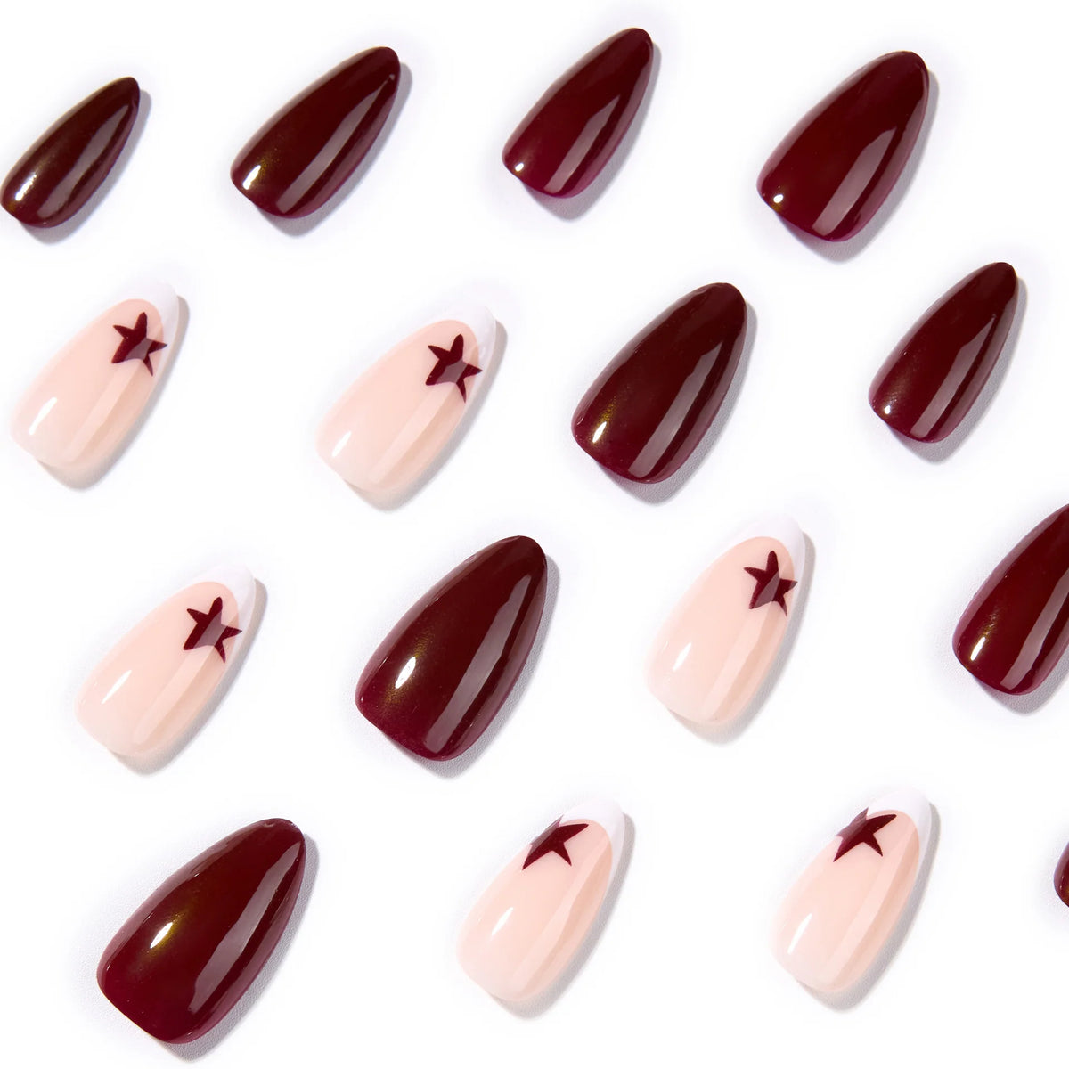 Press-On Nail Extensions Star Design Easy Application & Reusable
