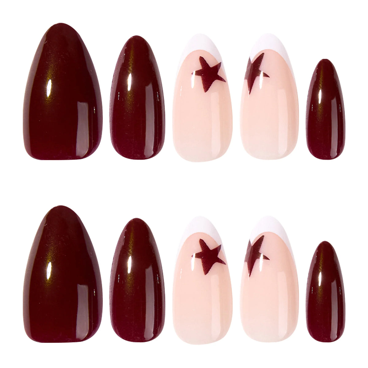Press-On Nail Extensions Star Design Easy Application & Reusable