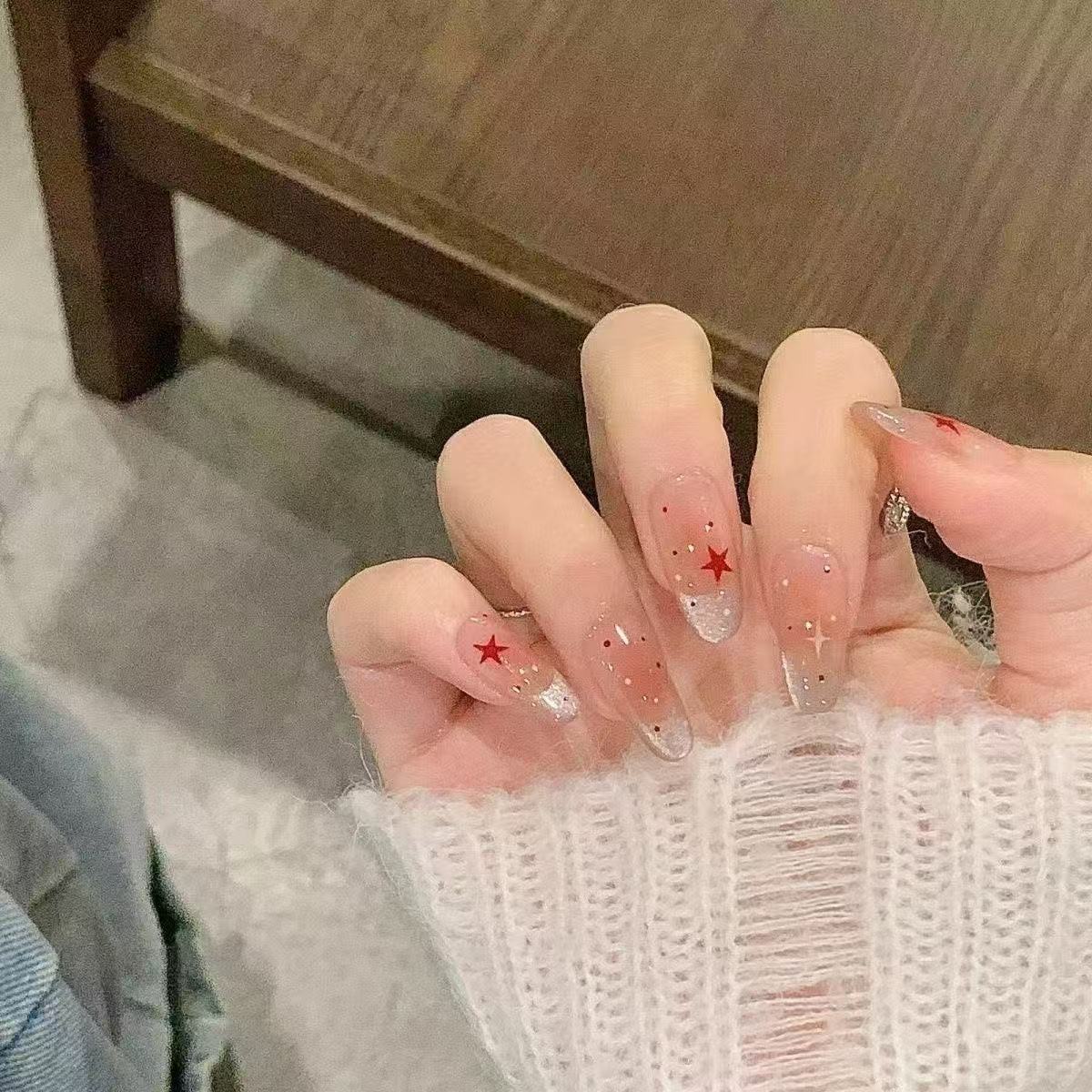 Press-On Nail Extensions Star-Embellished Easy Apply Comfortable Fit