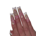 Press-On Nail Extensions Stiletto Acrylic Gold Accents