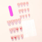 Press-On Nail Extensions Stiletto White Gold Heart Accents