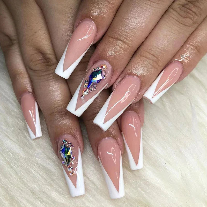 Press-On Nail Extensions Transparent Glitter Accents Comfortable Fit