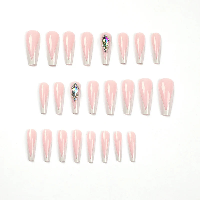 Press-On Nail Extensions Transparent Glitter Accents Comfortable Fit