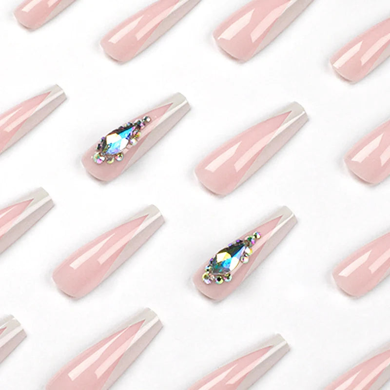 Press-On Nail Extensions Transparent Glitter Accents Comfortable Fit