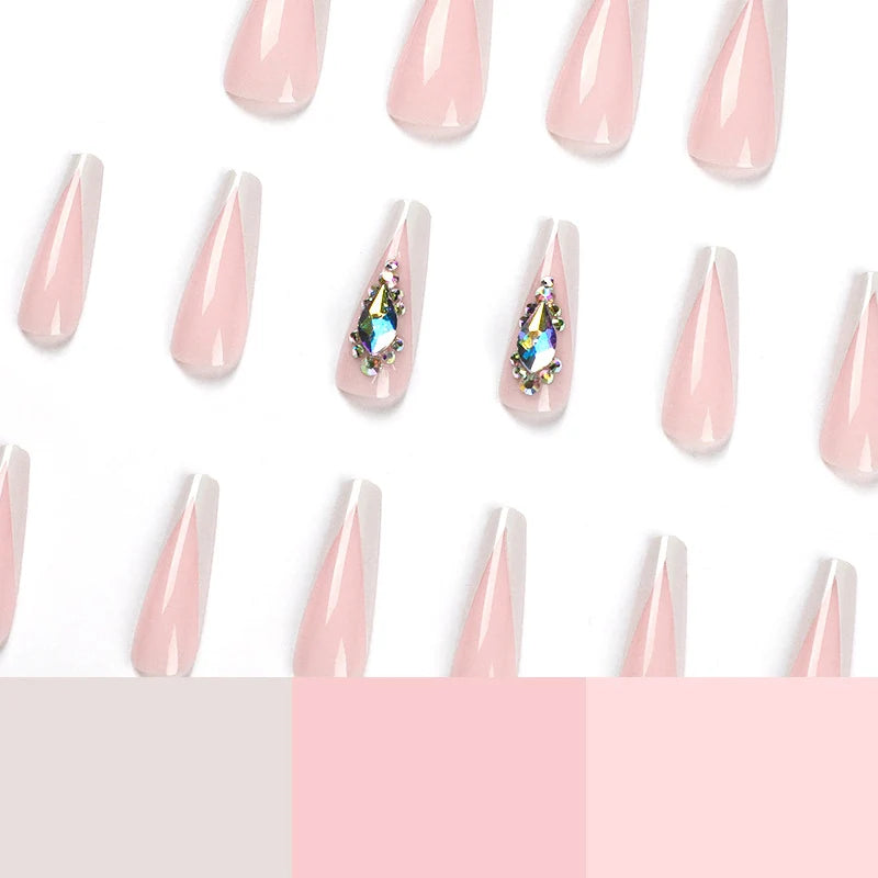 Press-On Nail Extensions Transparent Glitter Accents Comfortable Fit