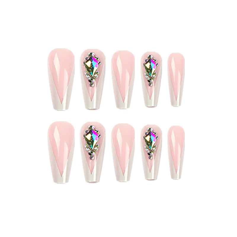 Press-On Nail Extensions Transparent Glitter Accents Comfortable Fit