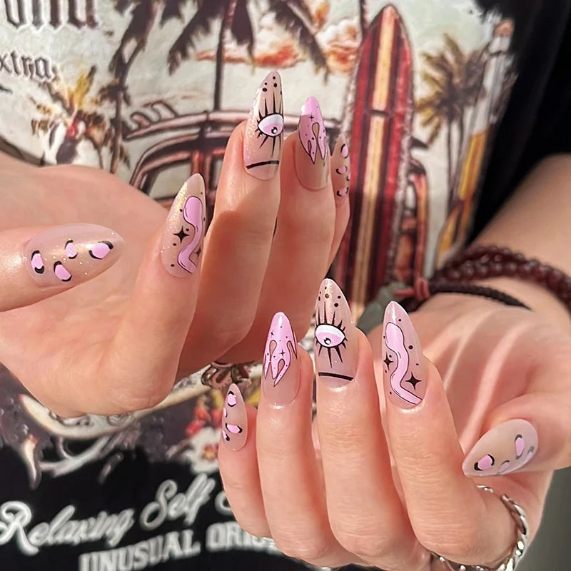 Press-On Nail Extensions Unique Artistic Designs DIY Application