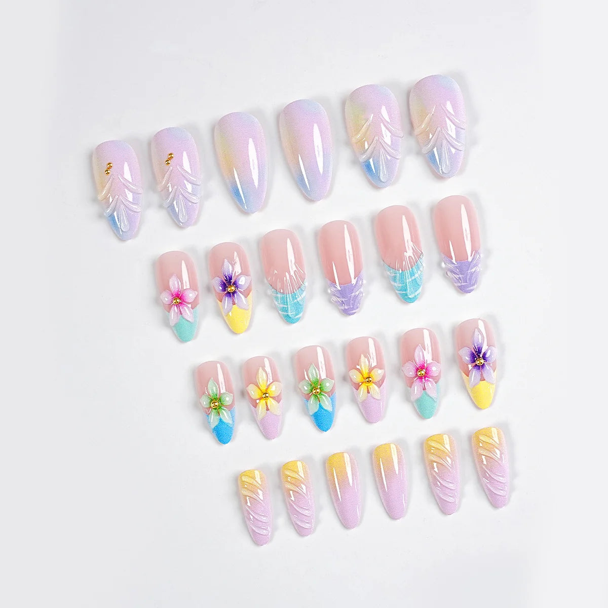 Press-On Nail Kit 24 Floral Nails & Tools