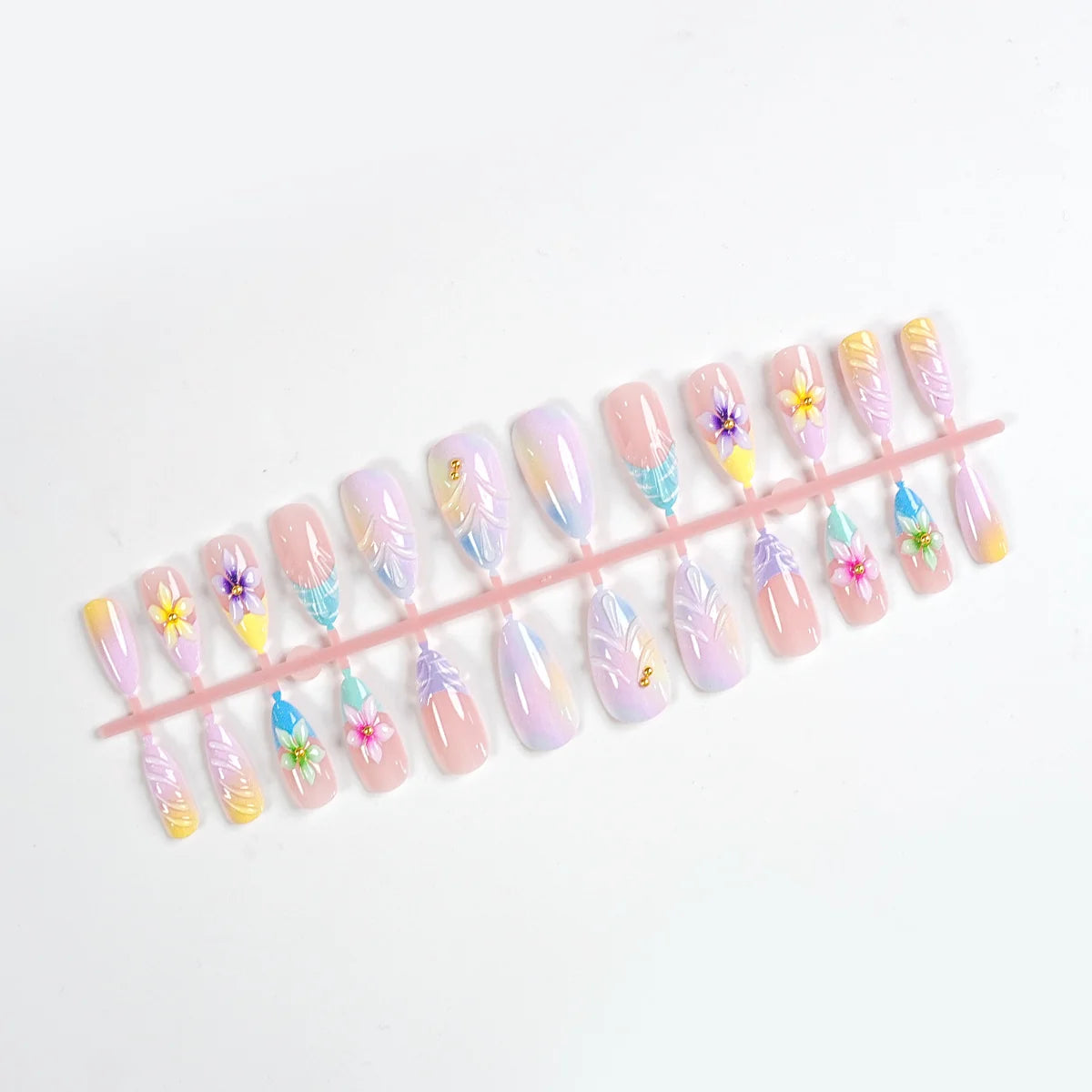 Press-On Nail Kit 24 Floral Nails & Tools