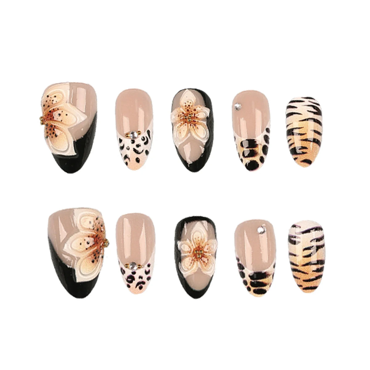 Press-On Nail Kit 30 Decorative Tips Jelly Glue & File