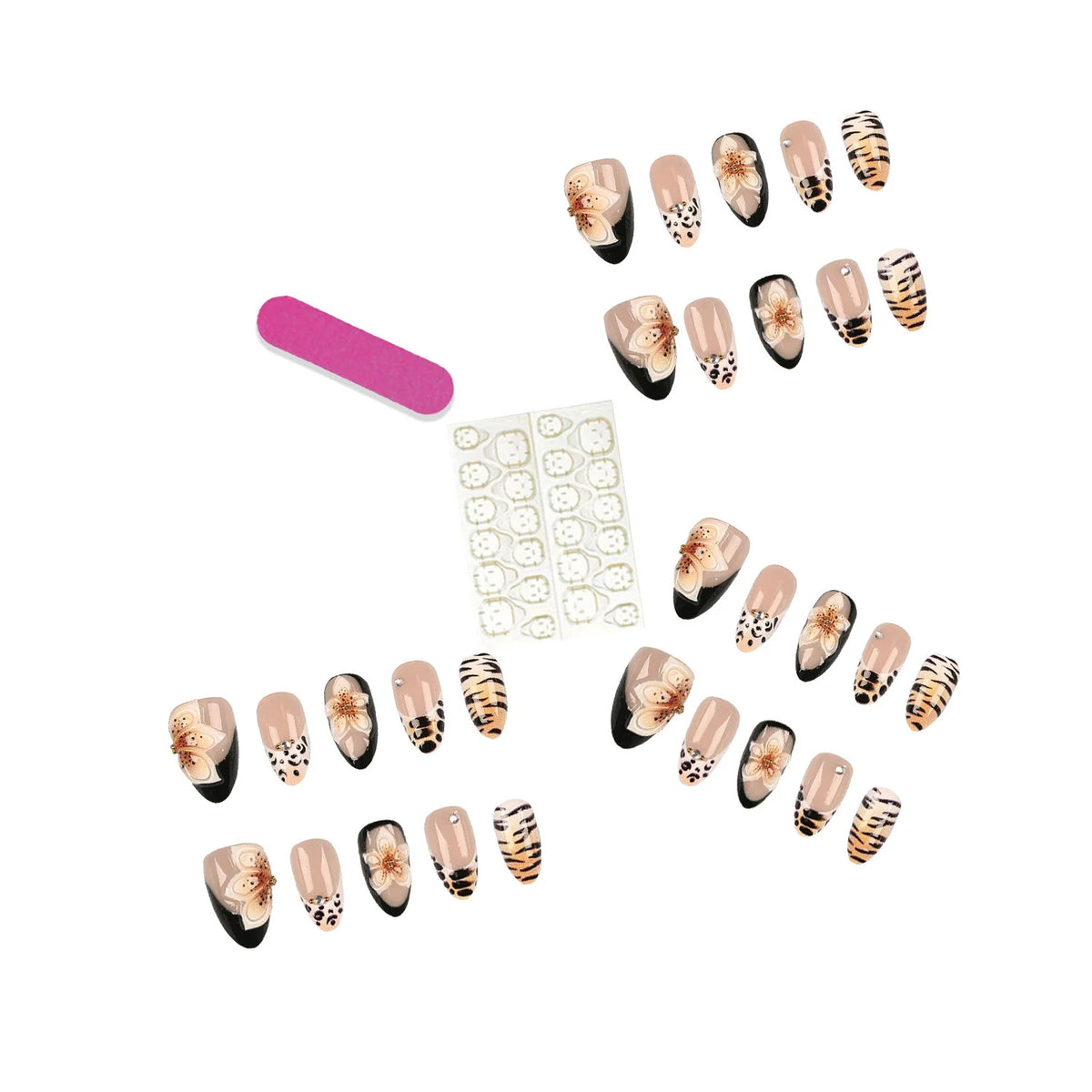 Press-On Nail Kit 30 Decorative Tips Jelly Glue & File