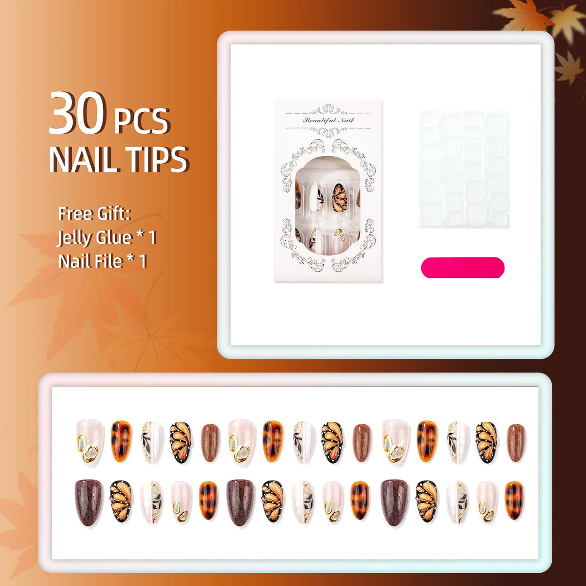 Press-On Nail Kit Artistic Designs & Comfortable Fit
