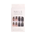 Press-On Nail Kit Black Designs 24-Piece Portable Case