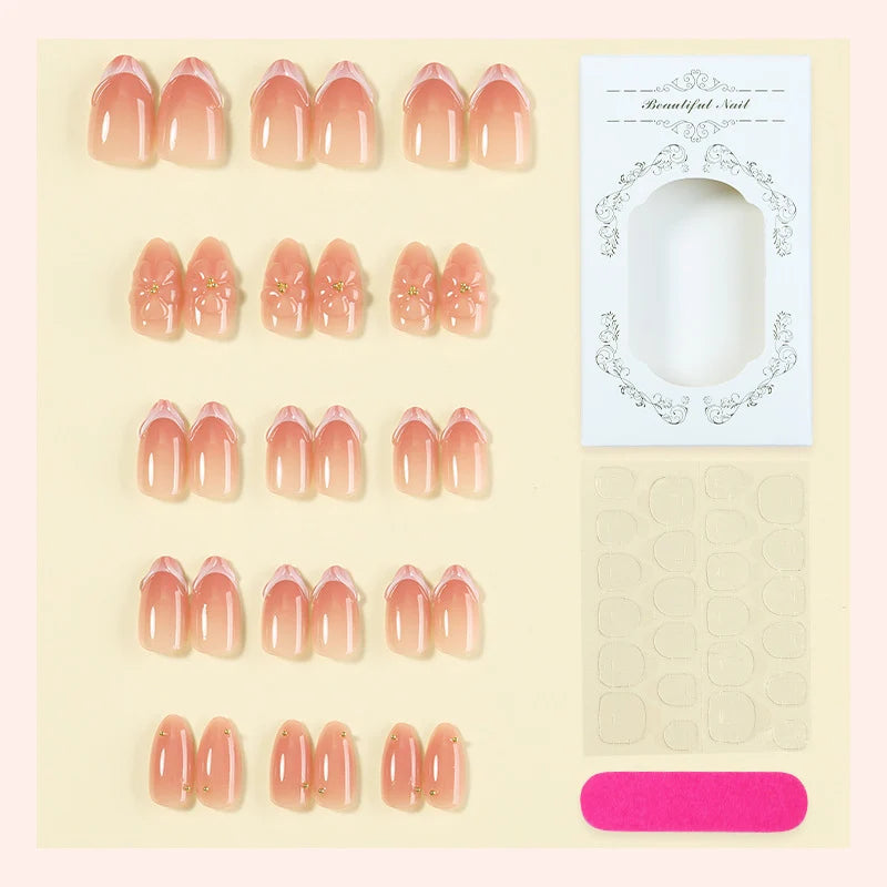 Press-On Nail Kit Floral Accent Reusable 10-Piece