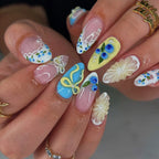 Press-On Nail Kit Floral Acrylic No Glue