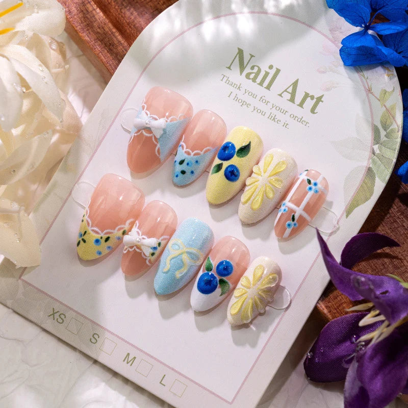 Press-On Nail Kit Floral Acrylic No Glue