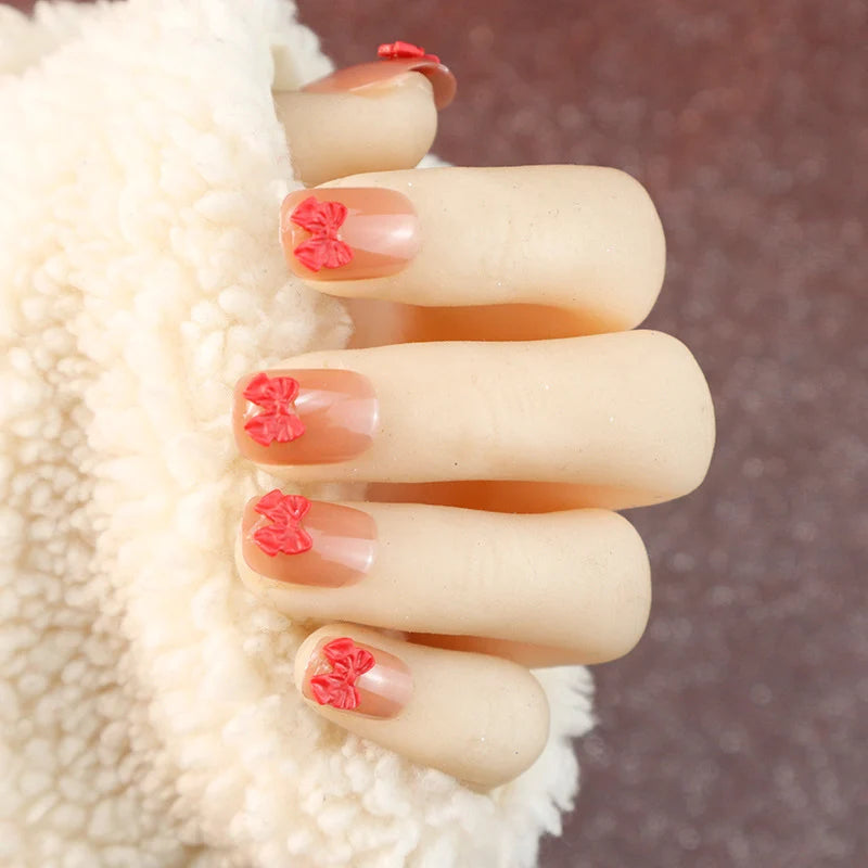 Press-On Nail Kit Floral Bow Adhesive Tabs