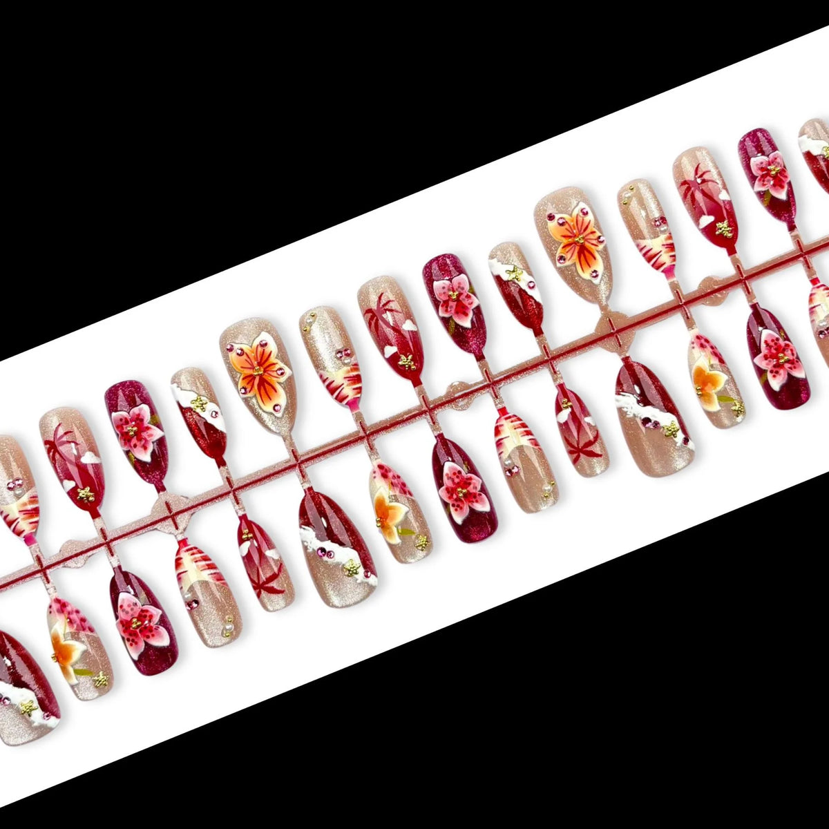Press-On Nail Kit Floral Design Easy Application