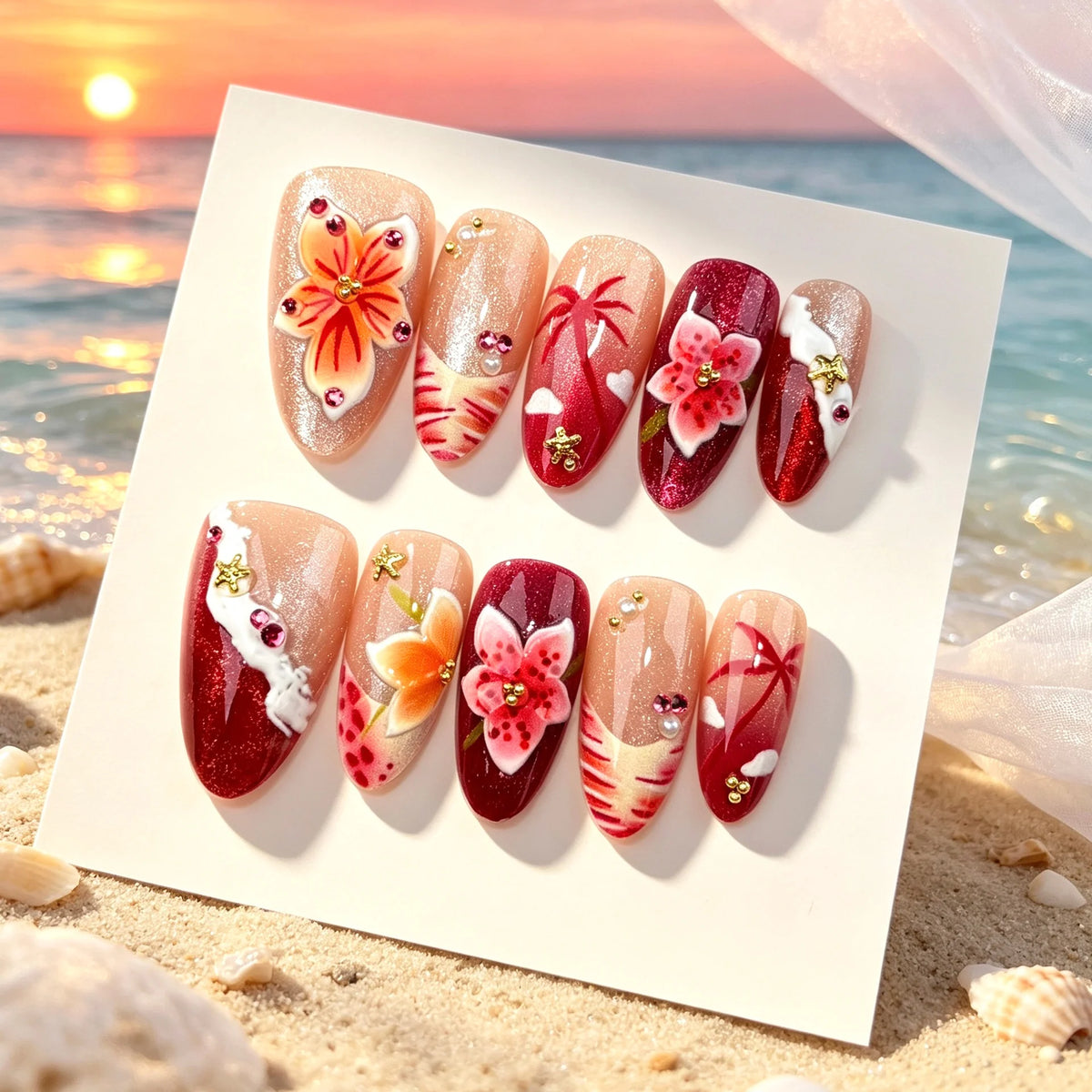 Press-On Nail Kit Floral Design Easy Application