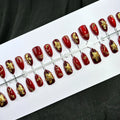 Press-On Nail Kit Floral Design & Gold Embellishments