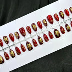 Press-On Nail Kit Floral Design & Gold Embellishments