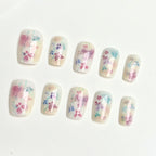 Press-On Nail Kit Floral Design Multiple Sizes Salon-Quality