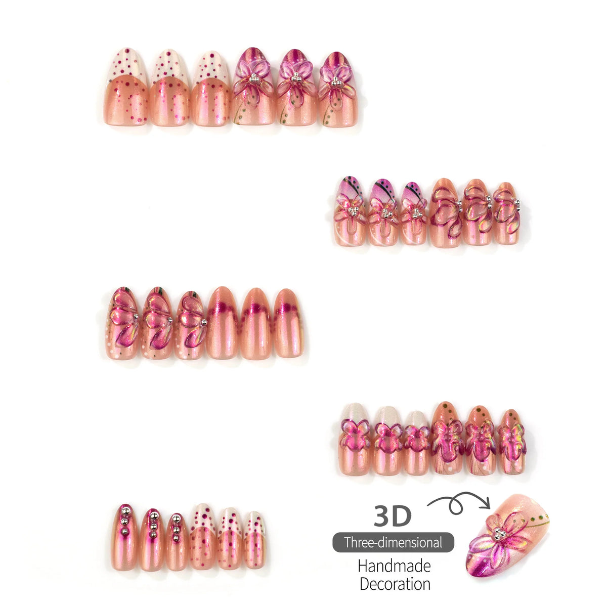 Press-On Nail Kit Floral Design Peel And Stick Comfortable Fit