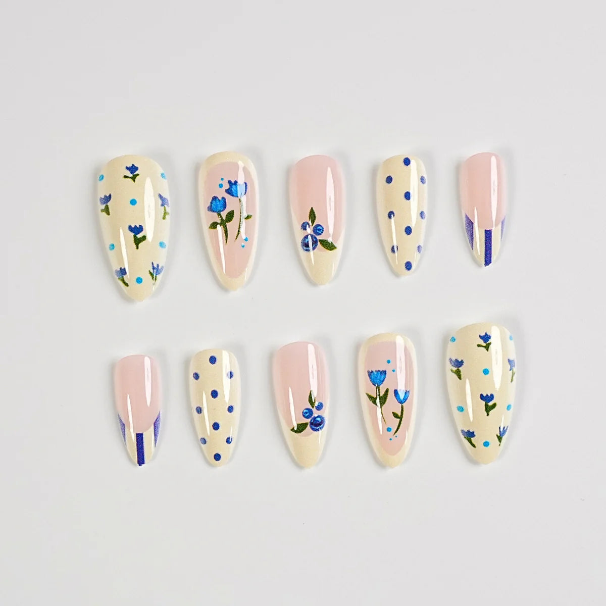 Press-On Nail Kit Floral Designs 24 Piece Tools Included