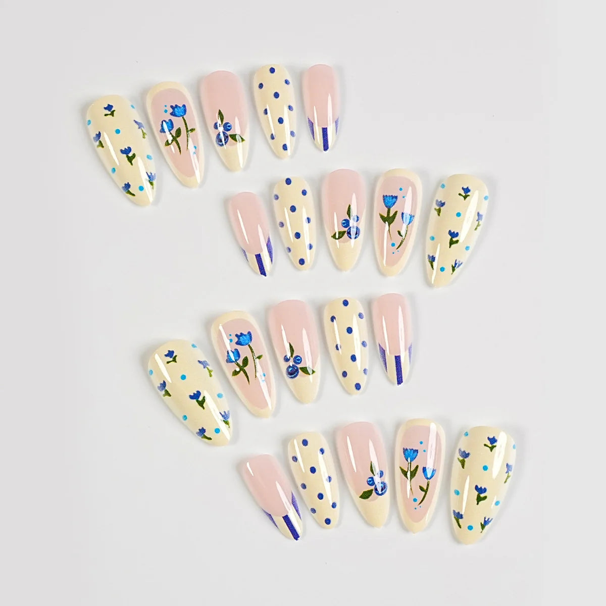 Press-On Nail Kit Floral Designs 24 Piece Tools Included