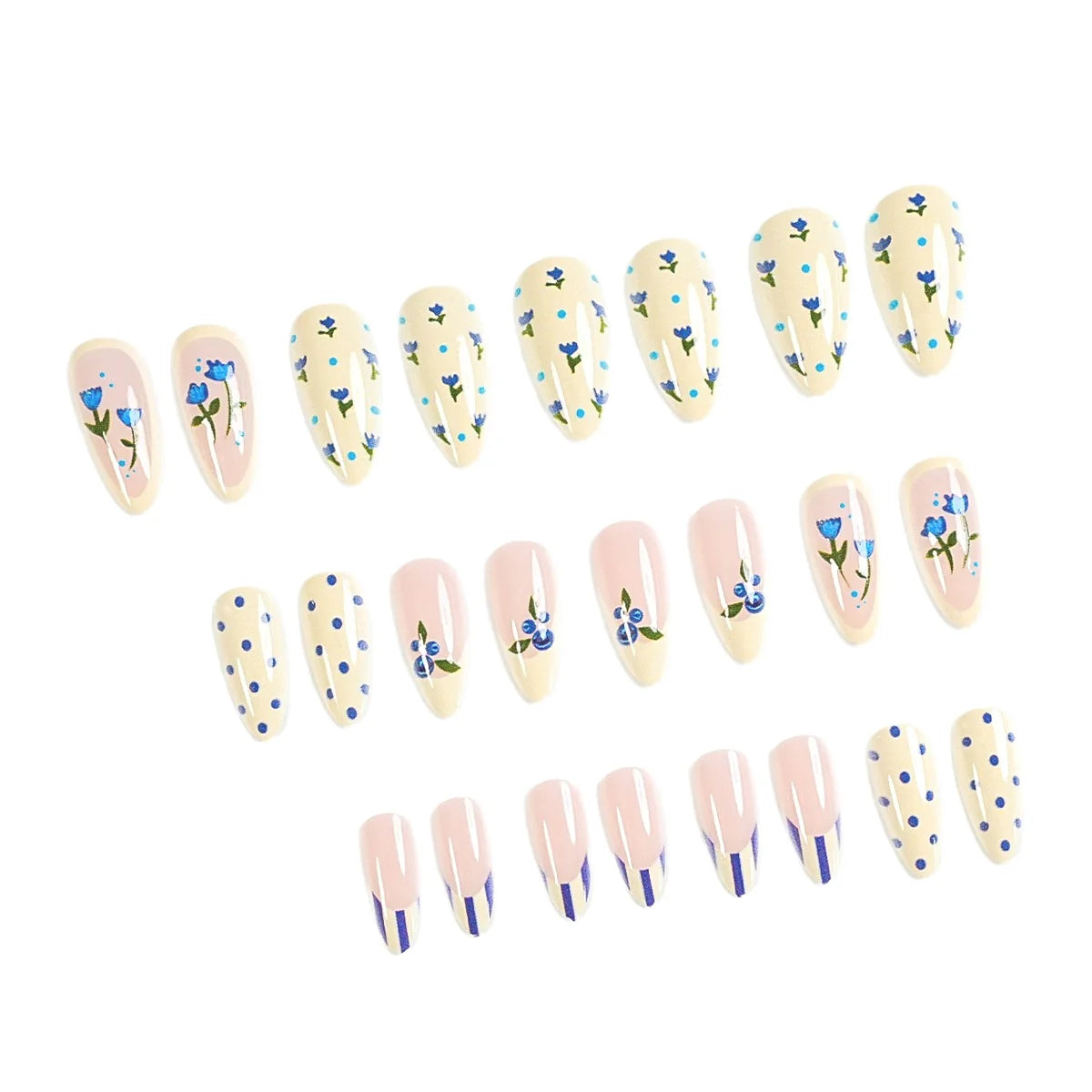 Press-On Nail Kit Floral Designs 24 Piece Tools Included
